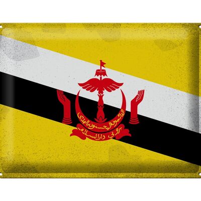 Blechschild Flagge Brunei 40x30cm Flag of Brunei Vintage