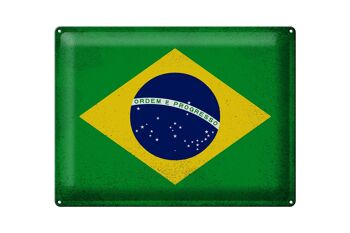 Drapeau du Brésil en étain, 40x30cm, Vintage, drapeau du Brésil 1