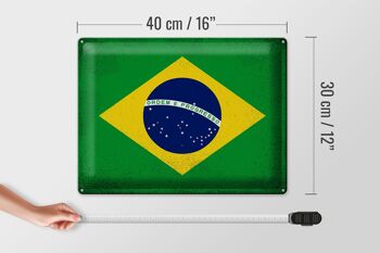 Drapeau du Brésil en étain, 40x30cm, Vintage, drapeau du Brésil 4