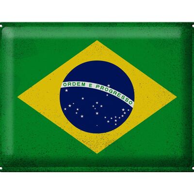 Targa in metallo Bandiera Brasile 40x30 cm Bandiera del Brasile Vintage
