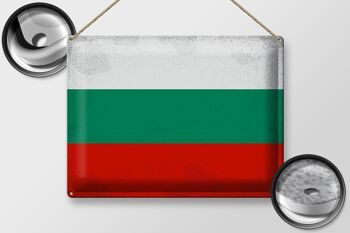 Signe en étain drapeau Bulgarie 40x30cm drapeau Bulgarie Vintage 2