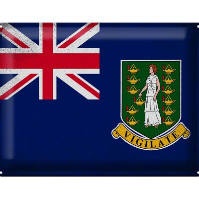 Cartel de chapa con bandera de las Islas Vírgenes Británicas, 40x30cm, Vintage