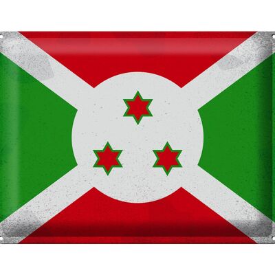 Signe en étain drapeau du Burundi 40x30cm drapeau du Burundi Vintage