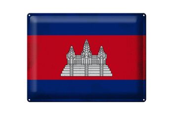 Signe en étain drapeau Cambodge 40x30cm drapeau Cambodge Vintage 1