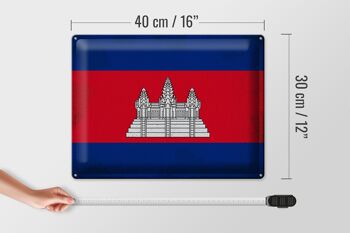 Signe en étain drapeau Cambodge 40x30cm drapeau Cambodge Vintage 4