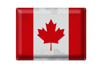 Signe en étain drapeau Canada 40x30cm drapeau du Canada Vintage 1
