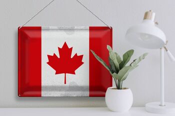 Signe en étain drapeau Canada 40x30cm drapeau du Canada Vintage 3
