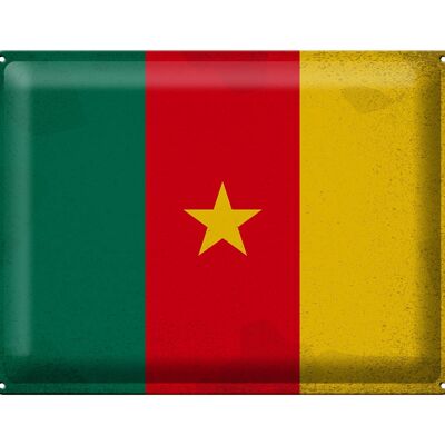 Blechschild Flagge Kamerun 40x30cm Flag of Cameroon Vintage