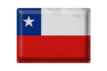 Signe en étain drapeau chili 40x30cm drapeau du chili vintage 1