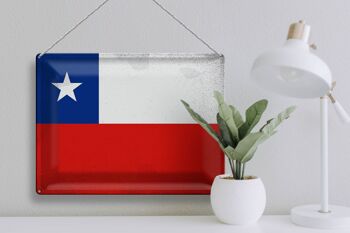 Signe en étain drapeau chili 40x30cm drapeau du chili vintage 3