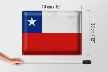 Signe en étain drapeau chili 40x30cm drapeau du chili vintage 4