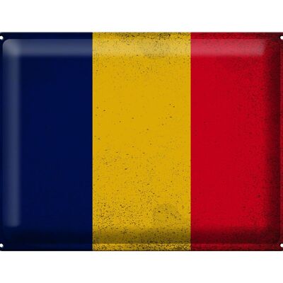 Blechschild Flagge Tschad 40x30cm Flag of Chad Vintage