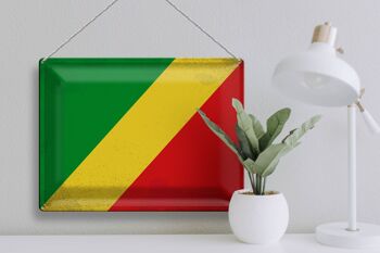 Signe en étain drapeau Congo 40x30cm drapeau du Congo Vintage 3