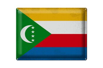 Signe en étain drapeau Comores 40x30cm drapeau Comores Vintage 1