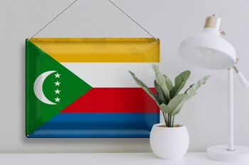 Signe en étain drapeau Comores 40x30cm drapeau Comores Vintage 3