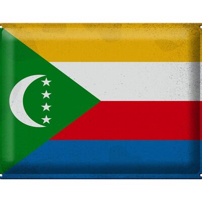 Cartel de chapa Bandera de Comoras 40x30cm Bandera de Comoras Vintage