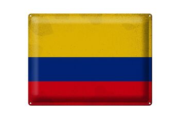 Signe en étain drapeau colombie 40x30cm drapeau colombie Vintage 1