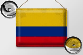 Signe en étain drapeau colombie 40x30cm drapeau colombie Vintage 2