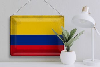 Signe en étain drapeau colombie 40x30cm drapeau colombie Vintage 3