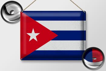 Signe en étain drapeau de Cuba 40x30cm drapeau de Cuba Vintage 2