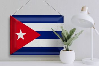 Signe en étain drapeau de Cuba 40x30cm drapeau de Cuba Vintage 3