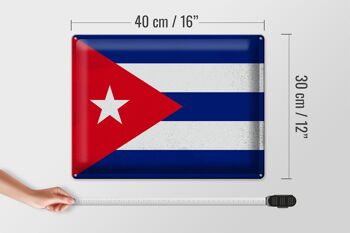 Signe en étain drapeau de Cuba 40x30cm drapeau de Cuba Vintage 4