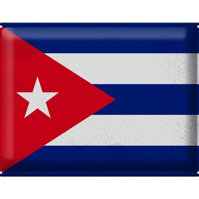 Signe en étain drapeau de Cuba 40x30cm drapeau de Cuba Vintage