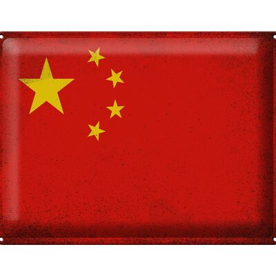 Blechschild Flagge China 40x30cm Flag of China Vintage