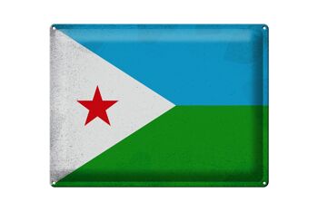 Signe en étain drapeau Djibouti 40x30cm drapeau Djibouti Vintage 1