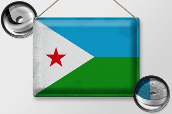 Signe en étain drapeau Djibouti 40x30cm drapeau Djibouti Vintage 2