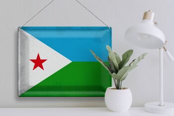 Signe en étain drapeau Djibouti 40x30cm drapeau Djibouti Vintage 3