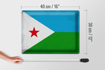 Signe en étain drapeau Djibouti 40x30cm drapeau Djibouti Vintage 4