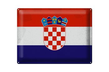 Signe en étain drapeau croatie 40x30cm, drapeau de croatie Vintage 1