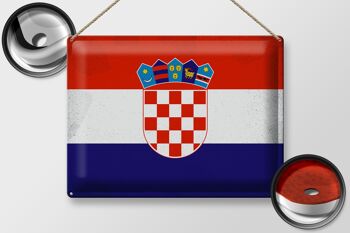 Signe en étain drapeau croatie 40x30cm, drapeau de croatie Vintage 2