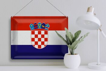 Signe en étain drapeau croatie 40x30cm, drapeau de croatie Vintage 3