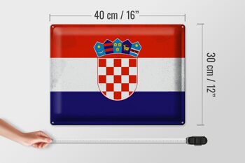 Signe en étain drapeau croatie 40x30cm, drapeau de croatie Vintage 4