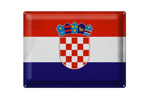 Blechschild Flagge Kroatien 40x30cm Flag of Croatia Vintage