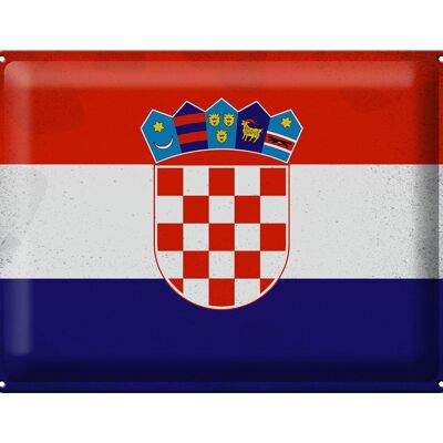 Blechschild Flagge Kroatien 40x30cm Flag of Croatia Vintage
