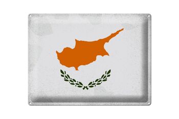 Signe en étain drapeau de Chypre 40x30cm drapeau de Chypre Vintage 1