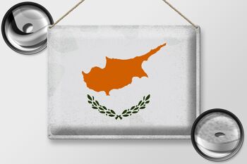 Signe en étain drapeau de Chypre 40x30cm drapeau de Chypre Vintage 2