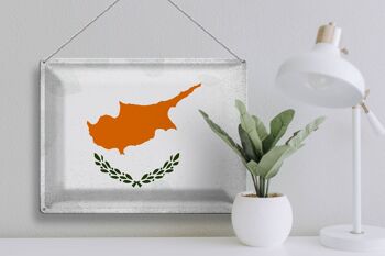 Signe en étain drapeau de Chypre 40x30cm drapeau de Chypre Vintage 3