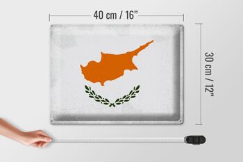 Signe en étain drapeau de Chypre 40x30cm drapeau de Chypre Vintage 4