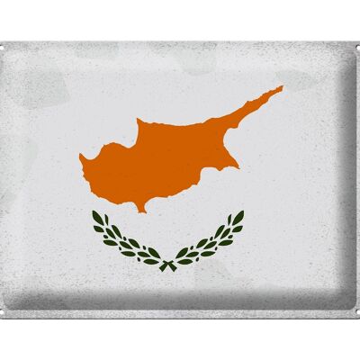Cartel de chapa Bandera de Chipre 40x30cm Bandera de Chipre Vintage