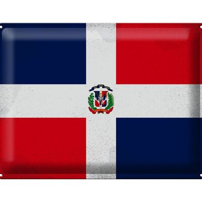 Cartel de chapa Bandera República Dominicana 40x30cm Vintage