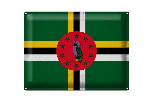 Blechschild Flagge Dominica 40x30cm Flag of Dominica Vintage