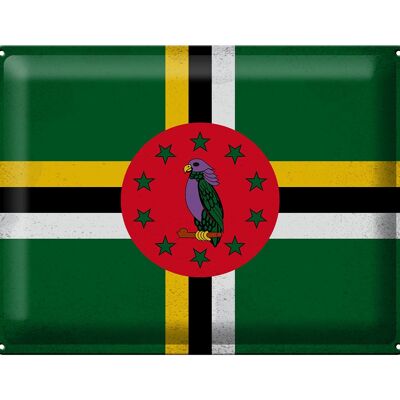 Cartel de chapa Bandera de Dominica 40x30cm Bandera de Dominica Vintage