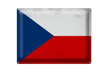 Signe en étain drapeau République tchèque 40x30cm République tchèque Vintage 1