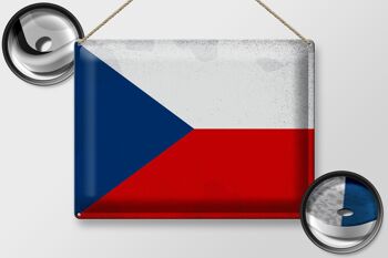Signe en étain drapeau République tchèque 40x30cm République tchèque Vintage 2