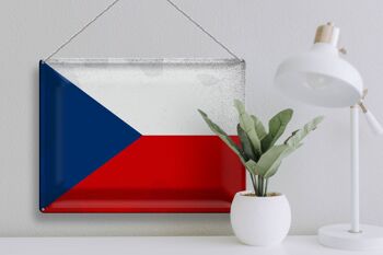 Signe en étain drapeau République tchèque 40x30cm République tchèque Vintage 3