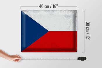 Signe en étain drapeau République tchèque 40x30cm République tchèque Vintage 4